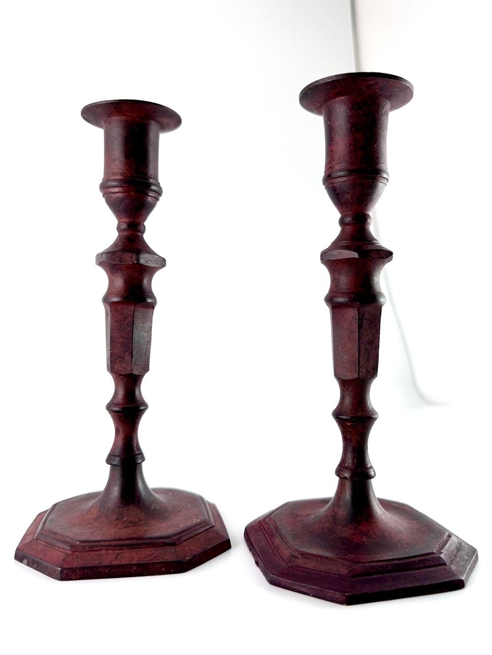 Vintage Dark Metal Altar Candlestick Holders Made in India - Set of 2
